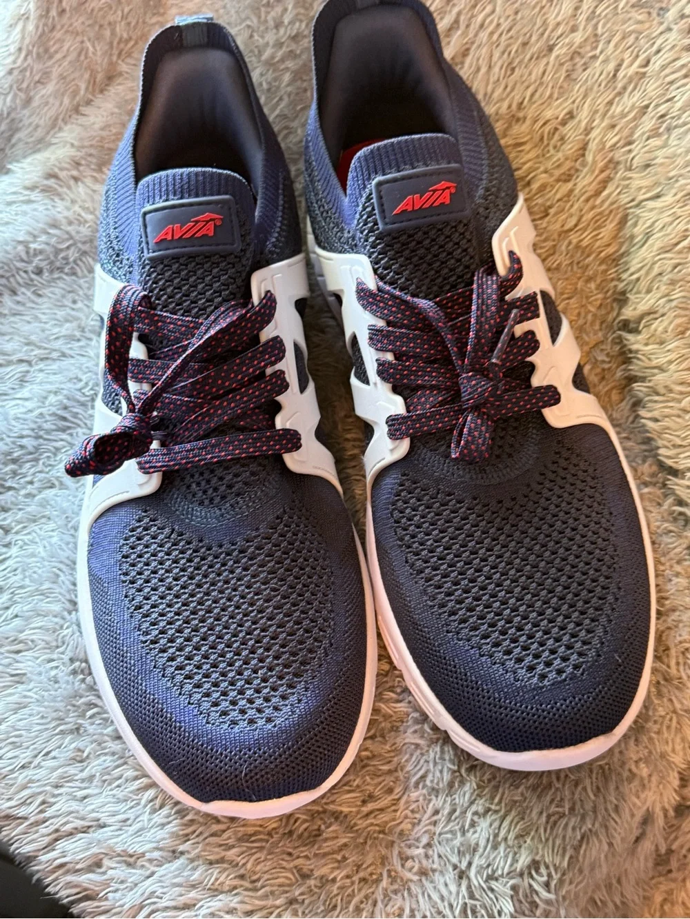 Avia Men's Navy Knit Athletic Sneakers with White Cage and Red Logo 11.5 New